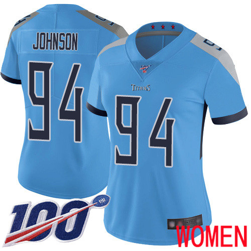 Tennessee Titans Limited Light Blue Women Austin Johnson Alternate Jersey NFL Football #94 100th Season Vapor Untouchable->tennessee titans->NFL Jersey